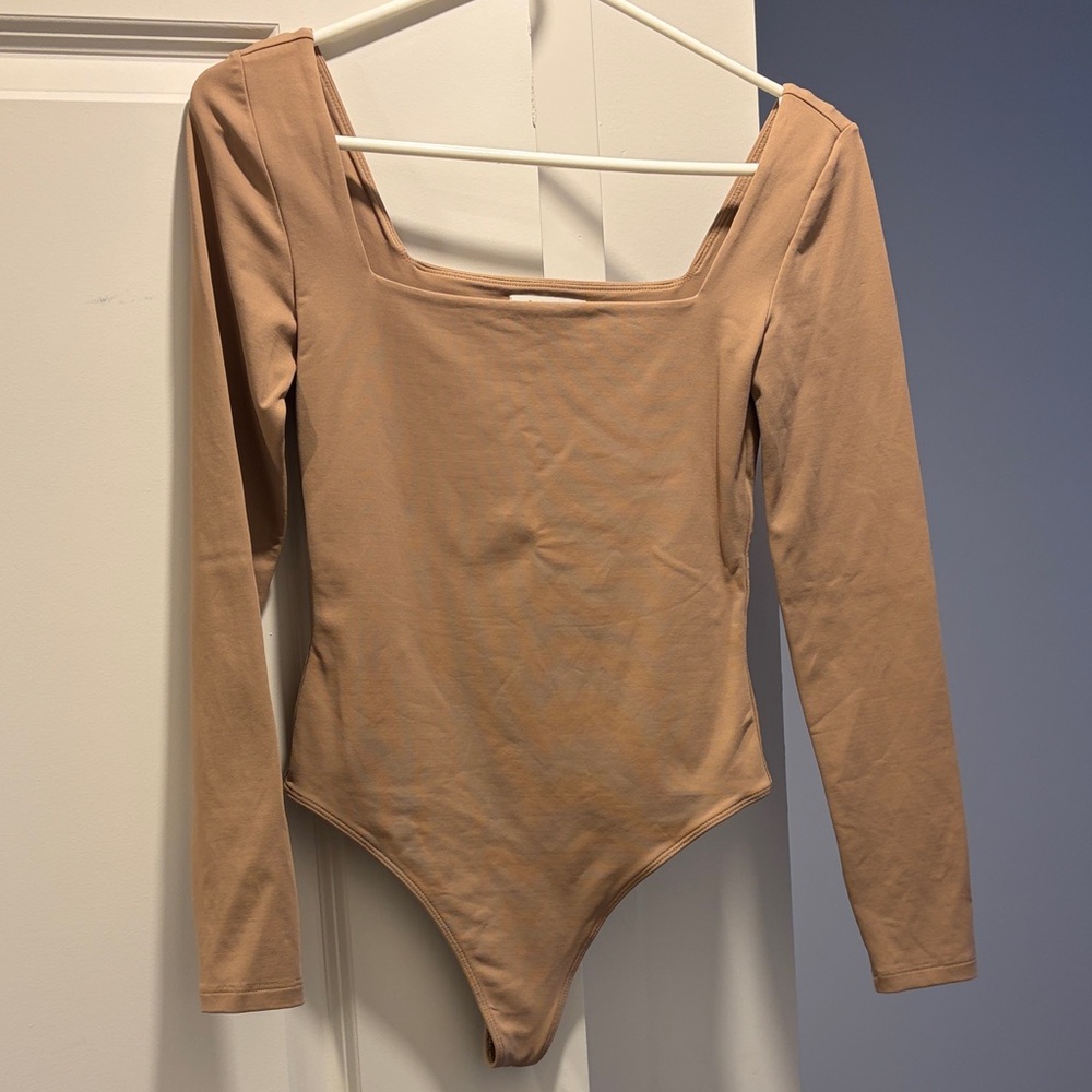 Babaton Tan Long Sleeve Bodysuit